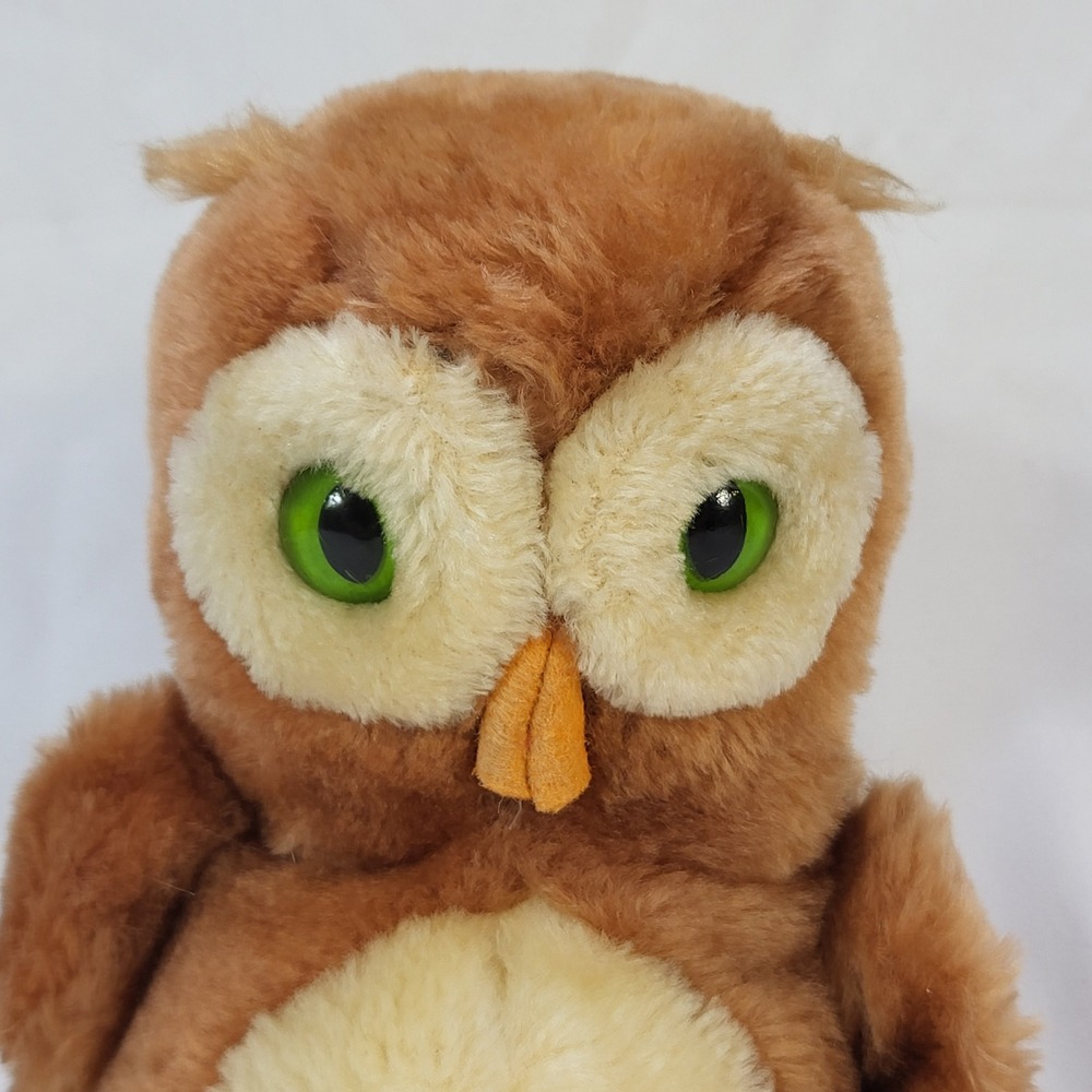 Vintage 1975 Dakin Obie the Horned Owl 7" Plush Stuffed Animal Toy Green Eyes